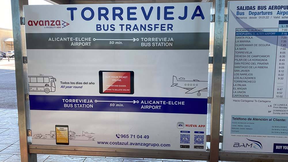 Transport autobusem z lotniska w Alicante w Hiszpanii