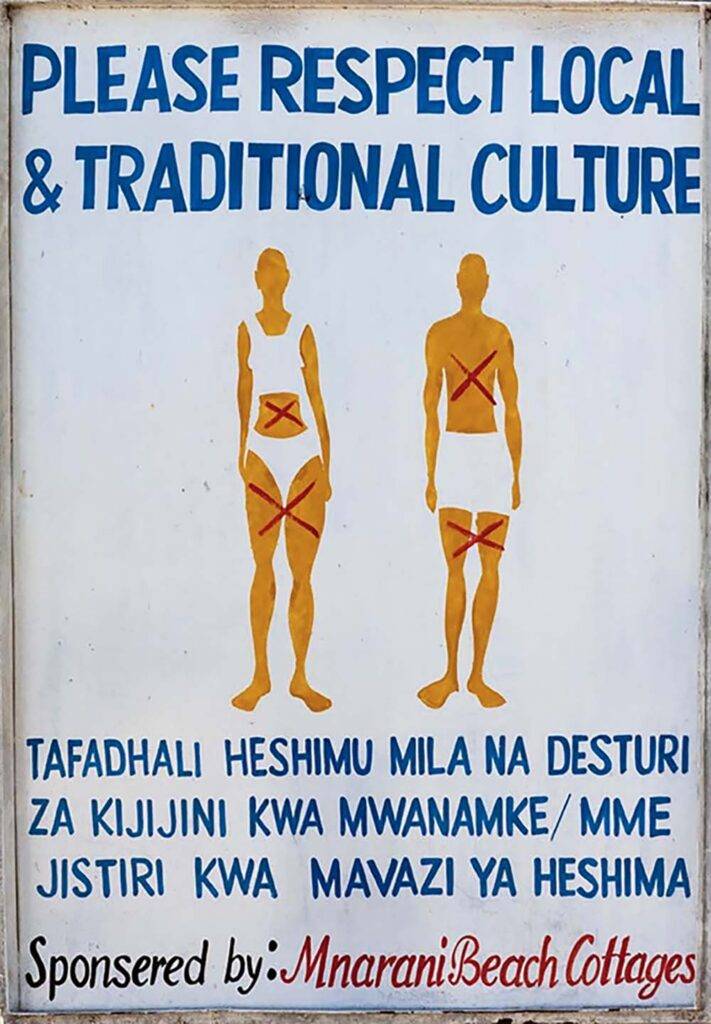 Na wioskę na Zanzibarze, pamiętaj, aby nie iść w stroju kąpielowym.
