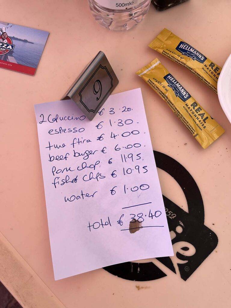 Ceny w restauracji na Malcie Gozo